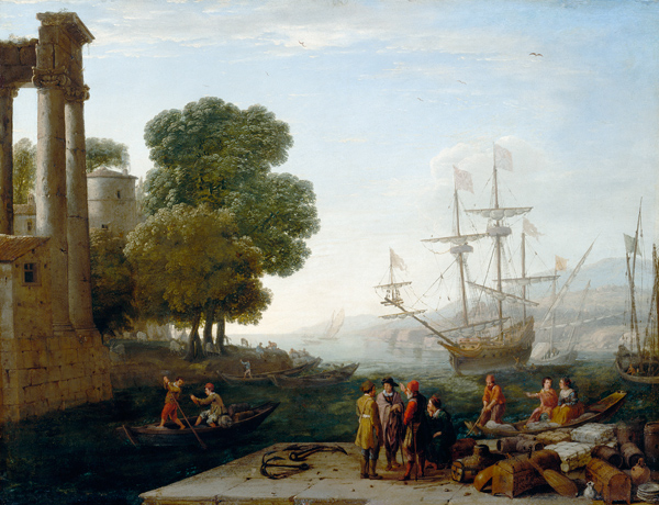 A Seaport at Sunset a Claude Lorrain