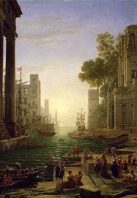 Embarkation of St. Paula Romana at Ostia, 1637-39 (oil on canvas) a Claude Lorrain