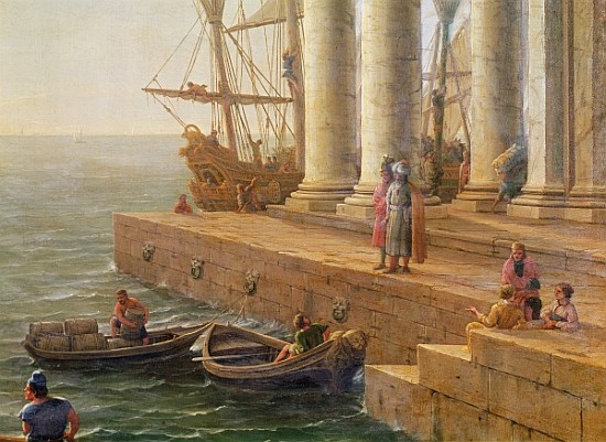 Harbour scene, detail from ''Departure of Ulysses from the land of the Feaci'' a Claude Lorrain