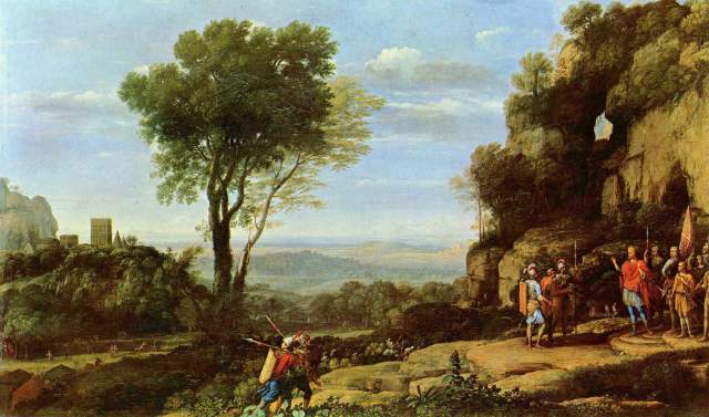 Countryside with David and the three Heroen a Claude Lorrain
