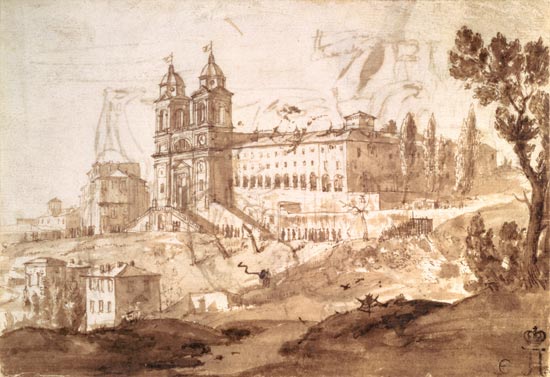 View of the Church of S. Trinita dei Monti, Rome a Claude Lorrain