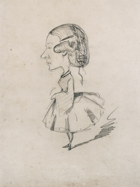 Young girl in profile with a sharp nose, c.1858 (pencil on paper) a Claude Monet
