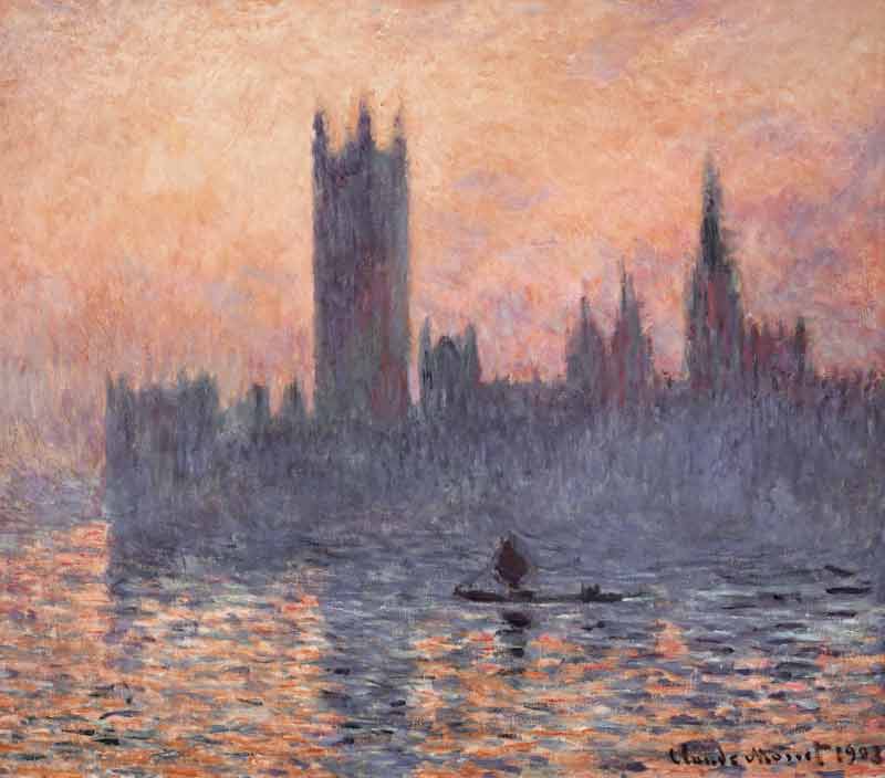 Il parlamento di Londra al tramonto a Claude Monet