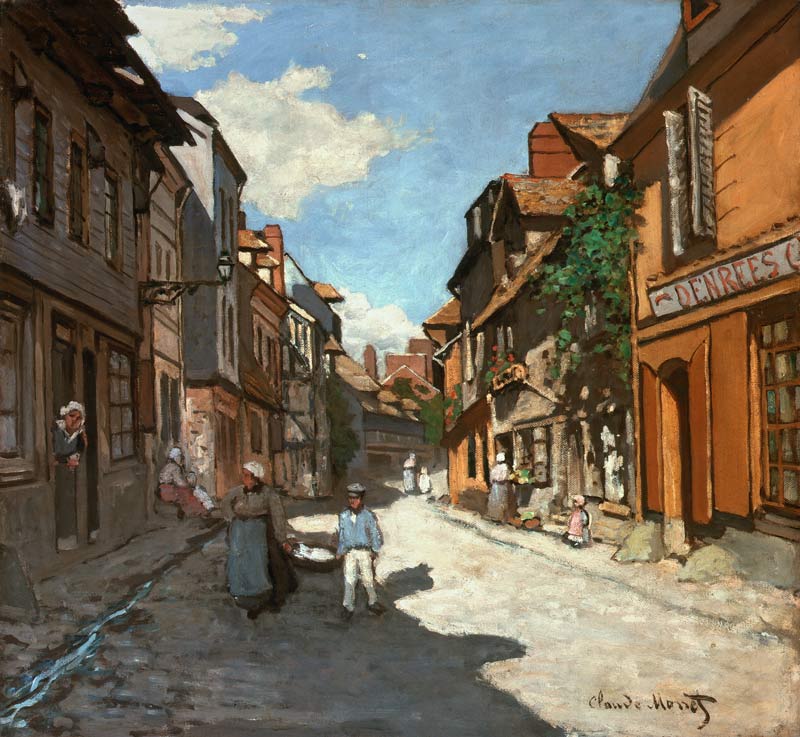 Dorfstrasse in the Normandy (Rue de of La Bavolle, Honfleur) a Claude Monet