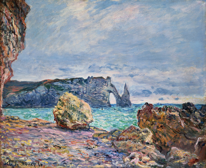 Etretat,spiaggia e scogliera d'Aval a Claude Monet