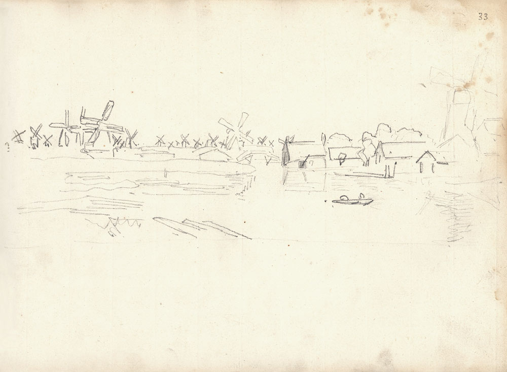 Mills on the Zaan upriver from Zaarndam a Claude Monet