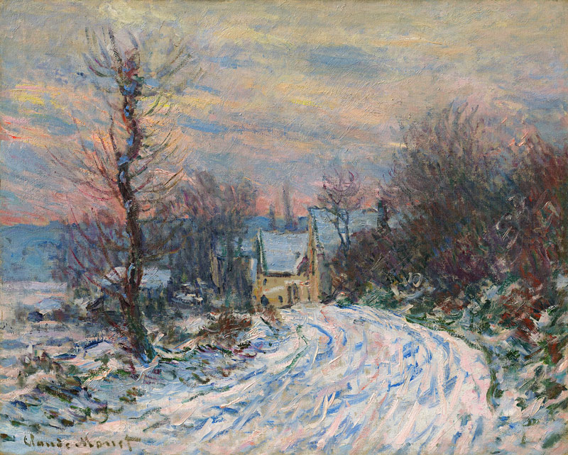 Ortseingang von Giverny im Winter a Claude Monet