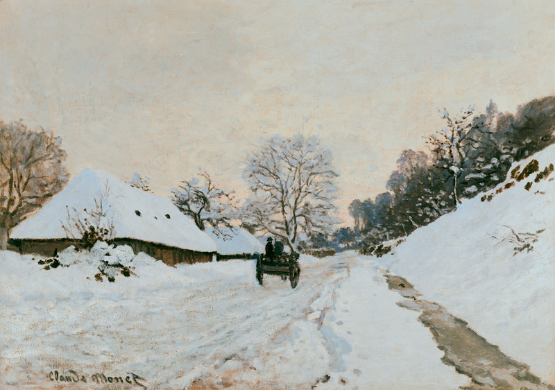 Strada coperta di neve a Honfleur (1867) a Claude Monet