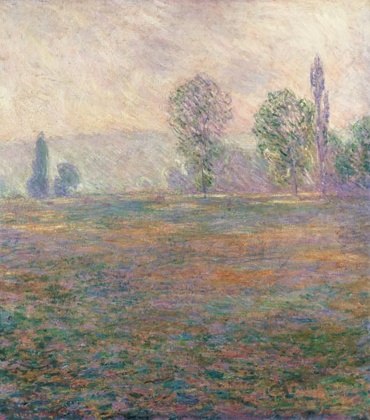Meadow countryside at Giverny in the morning light. a Claude Monet