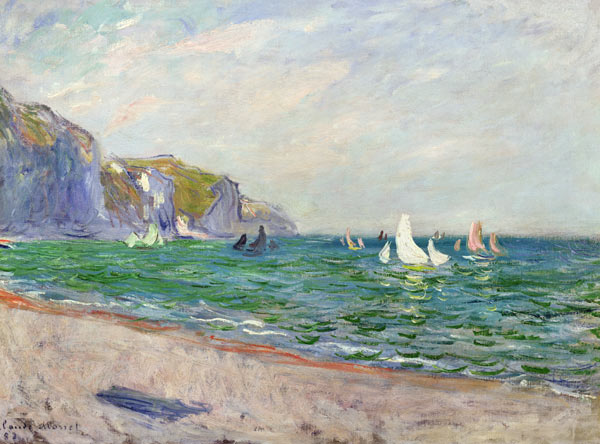 Boats below the Cliffs at Pourville a Claude Monet