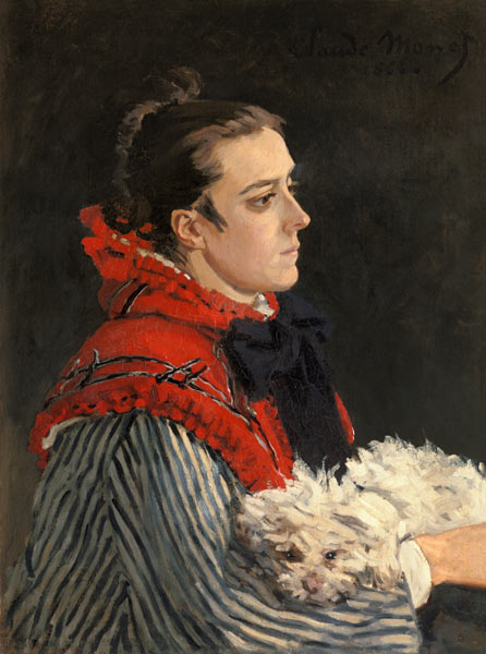 Camille Monet with dog. a Claude Monet