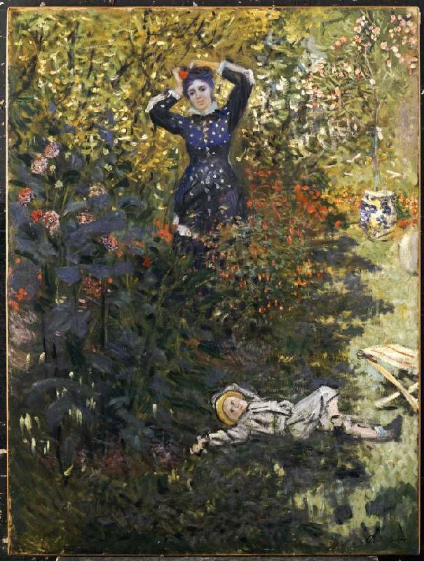 Camille and Jean Monet in the garden a Claude Monet