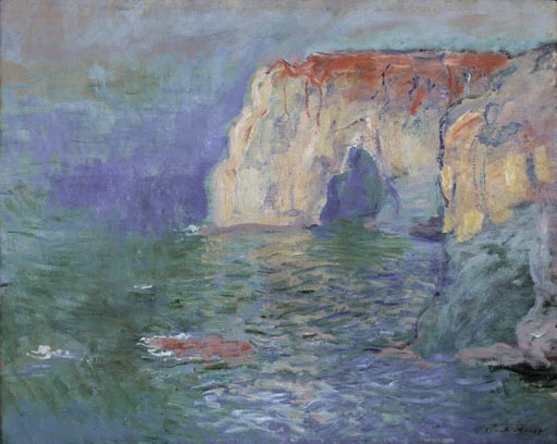 Etretat: La Manneporte, reflets sur l'eau a Claude Monet