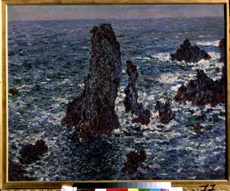 The rocks in Belle-Ile (Pyramides de Port-Coton, Mer sauvage) a Claude Monet