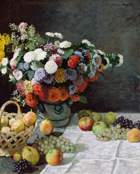 Still Life with Flowers and Fruit a Claude Monet