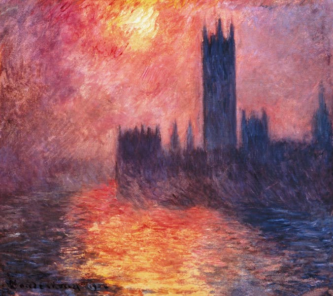 The Houses of Parliament, Sunset a Claude Monet