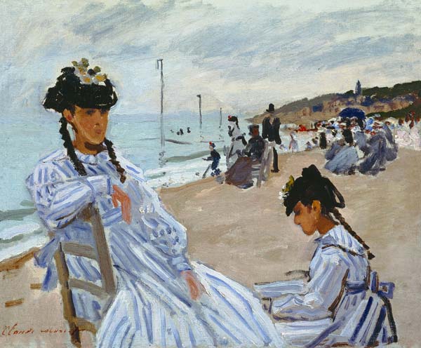 On the Beach at Trouville a Claude Monet