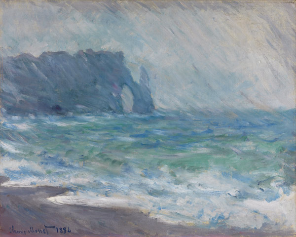 Rain in Étretat a Claude Monet
