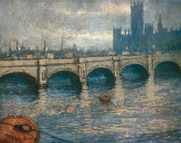 Themsebrücke and parliament building in London a Claude Monet