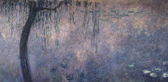 Waterlilies: Two Weeping Willows, left section a Claude Monet