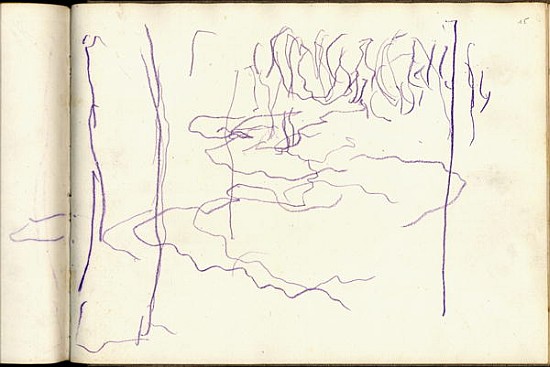 Weeping Willow (purple pencil on paper) a Claude Monet