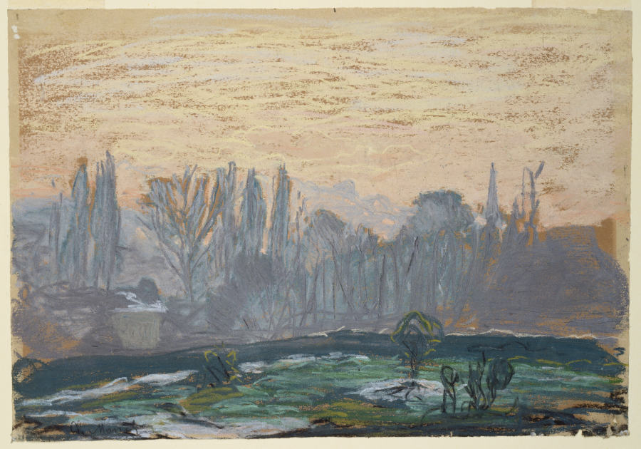 Winter Landscape with Evening Sky a Claude Monet