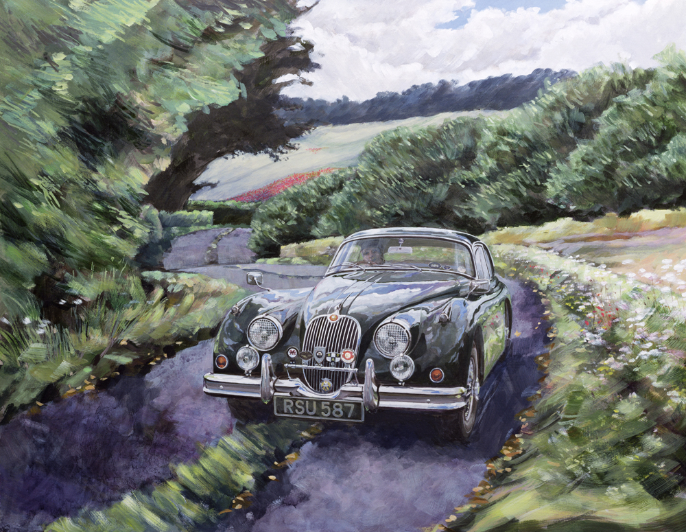 Jaguar XK150 Cruising (oil on canvas)  a Clive  Metcalfe