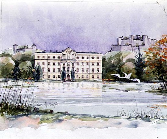 Salzburg Sound of Music (w/c on paper)  a Clive  Metcalfe