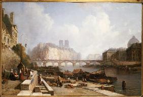 Blick auf die Ile de la Cité, vom Quai du Louvre aus, die Brücken Pont des Arts und Pont Neuf im Vor