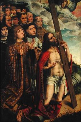 Christ the Mediator with Philip the Handsome (1478-1506) and his Entourage, left hand panel from an