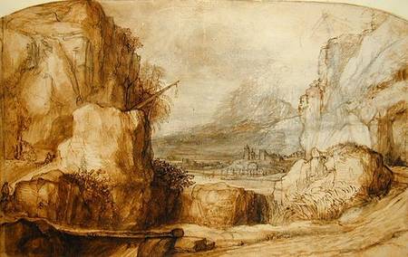 Mountainous Landscape (pen, brown ink, brush and a Constantin Daniel van Renesse