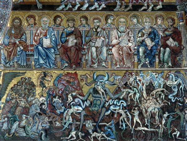 Hell, detail of the Last Judgement from the vault above the apse a Coppo  di Marcovaldo