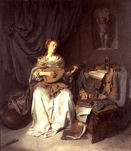 Girl Singing and Playing a Lute a Cornelis Bega