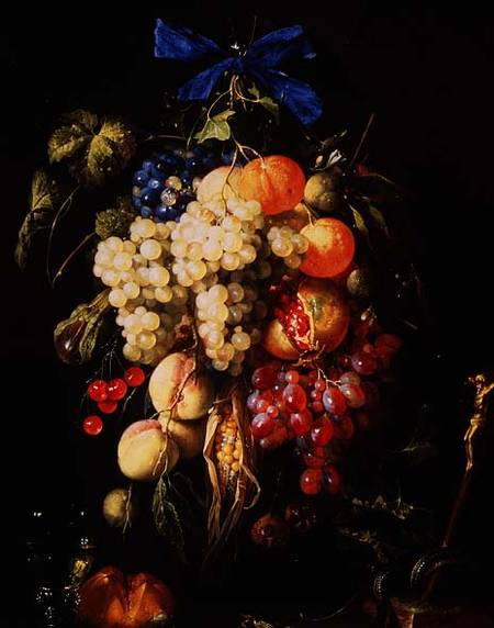 Bouquet of Fruit with Eucharistic Symbols on a Ledge Below a Cornelis de Heem