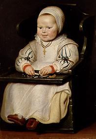 Portrait of a little girl in the child small chair a Cornelis de Vos