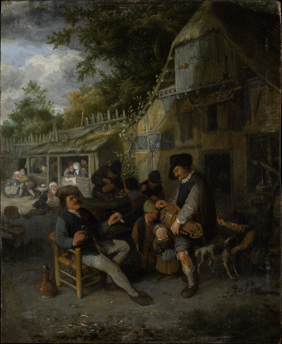 Country Inn with Hurdy-Gurdy Player a Cornelis Dusart