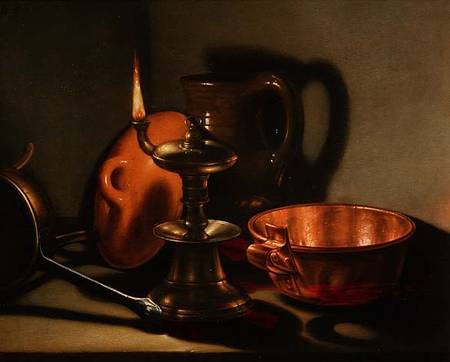 A Still Life with an oil lamp a Cornelis Jacobsz