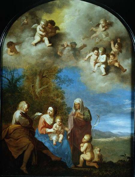 The Holy Family (panel) a Cornelis Poelenburgh