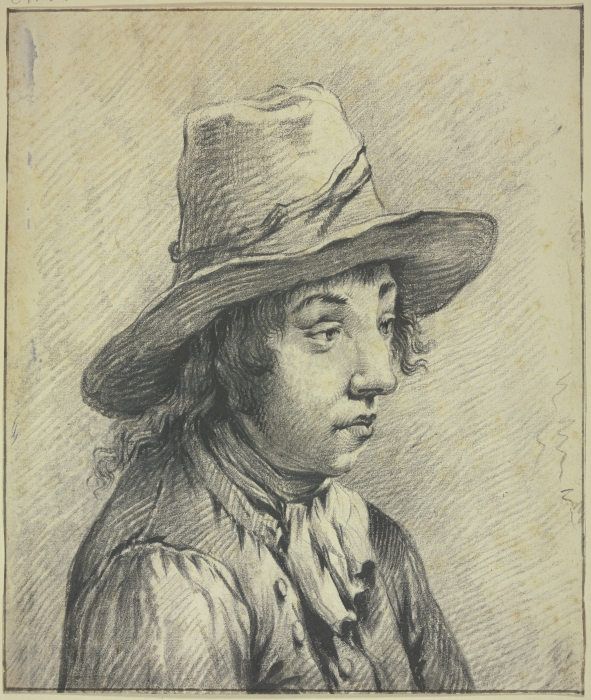 Junger Mann mit Hut, Brustbild nach rechts a Cornelis Visscher