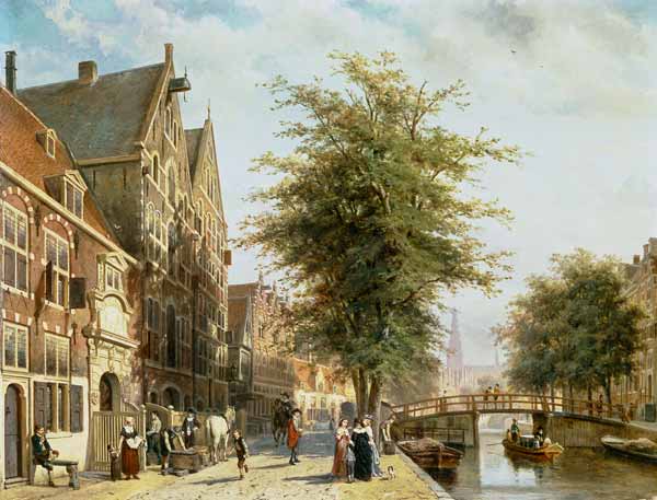 The Oude Zijds Voorburgwal in Amsterdam a Cornelius Springer