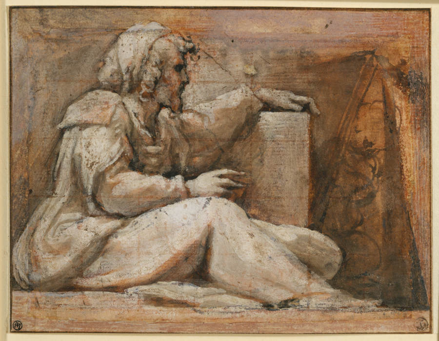 Seated Prophet with Book, facing right a Correggio