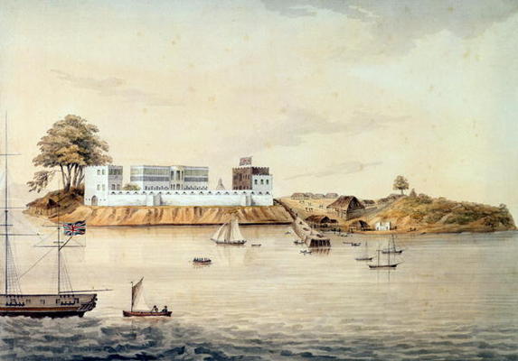 Bance Island, River Sierra Leone, Coast of Africa, Perspective Point at 1, c.1805 (w/c on artists' p a Corry