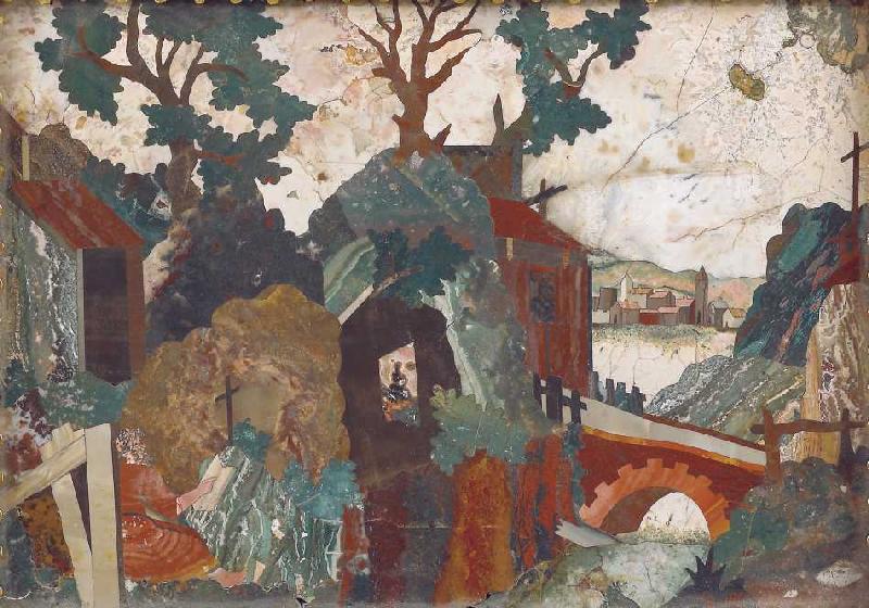 Steintafel aus Marmor und Pietra Dura. 17. Jh. a Cosimo Castrucci