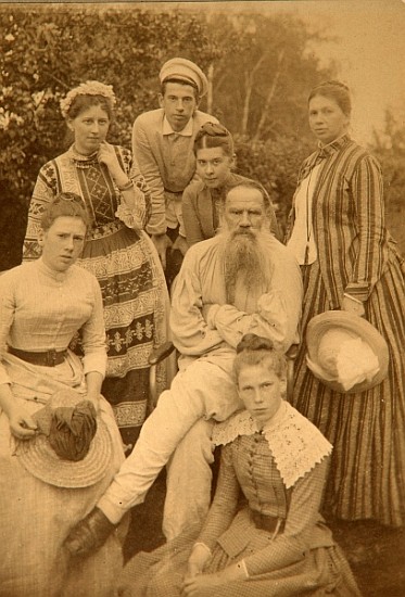 The author Leo Tolstoy with his family in Yasnaya Polyana a Count Semyon Semyonovich Abamelek-Lazarev