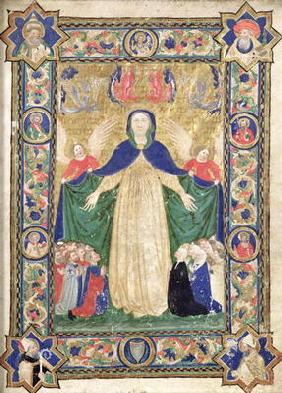 Virgin of the Misericordia, frontispiece from a book of the Scuola della Trinita dei Frati Teutonici