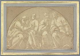 Vier Kirchenväter in einem Bogen sitzend