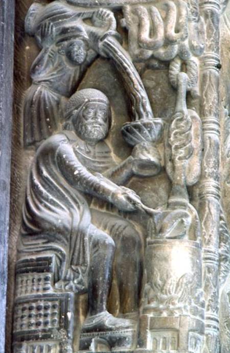 January, old man cooking, a detail from the west portal a Croatian School