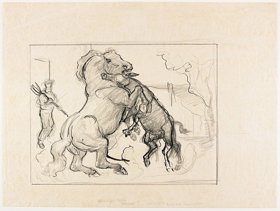 Study for Stallion and Jack Fighting a John Steuart Curry
