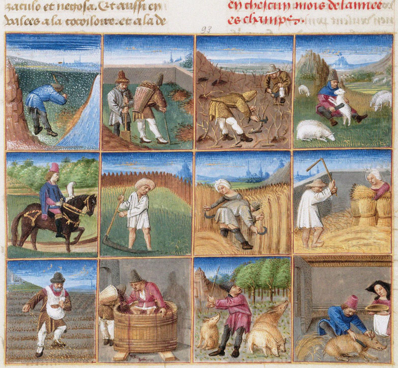 Ruralia commoda. Agricultural calendar from a manuscript of Pietro de' Crescenzi a Czech School
