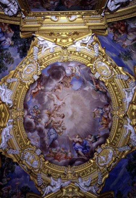 The 'Sala di Apollo' (Hall of Apollo) detail of ceiling decoration depicting Cosimo I de'Medici (151 a Pietro da Cortona,